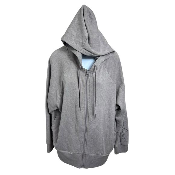 Victoria's Secret Full Zip Hoodie Sz L Fleece Sweatshirt Athletic Grayish Purple - Picture 6 of 8